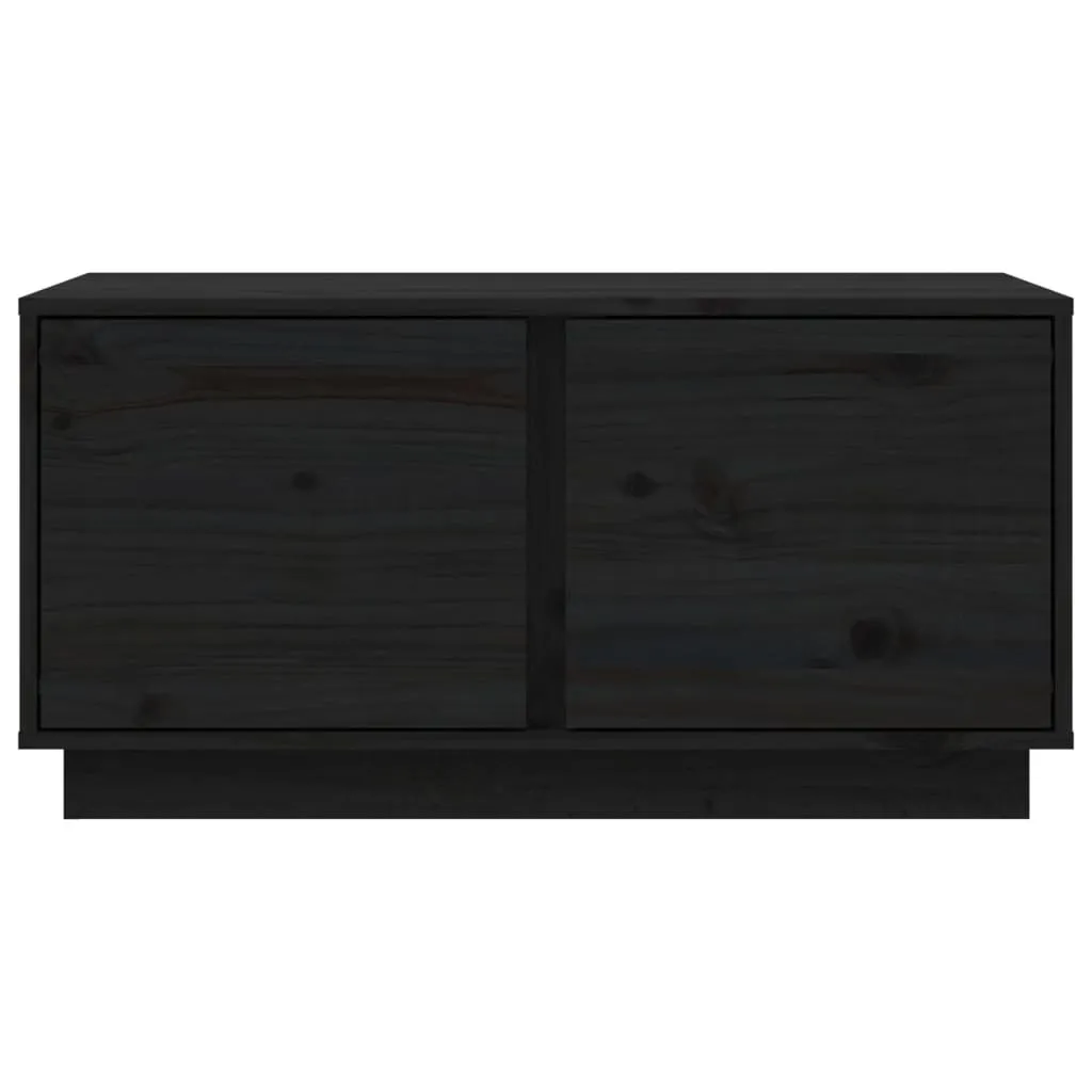 Tavolino da Caffè Nero 80x50x40 cm Legno Pino Massiccio Design - 6