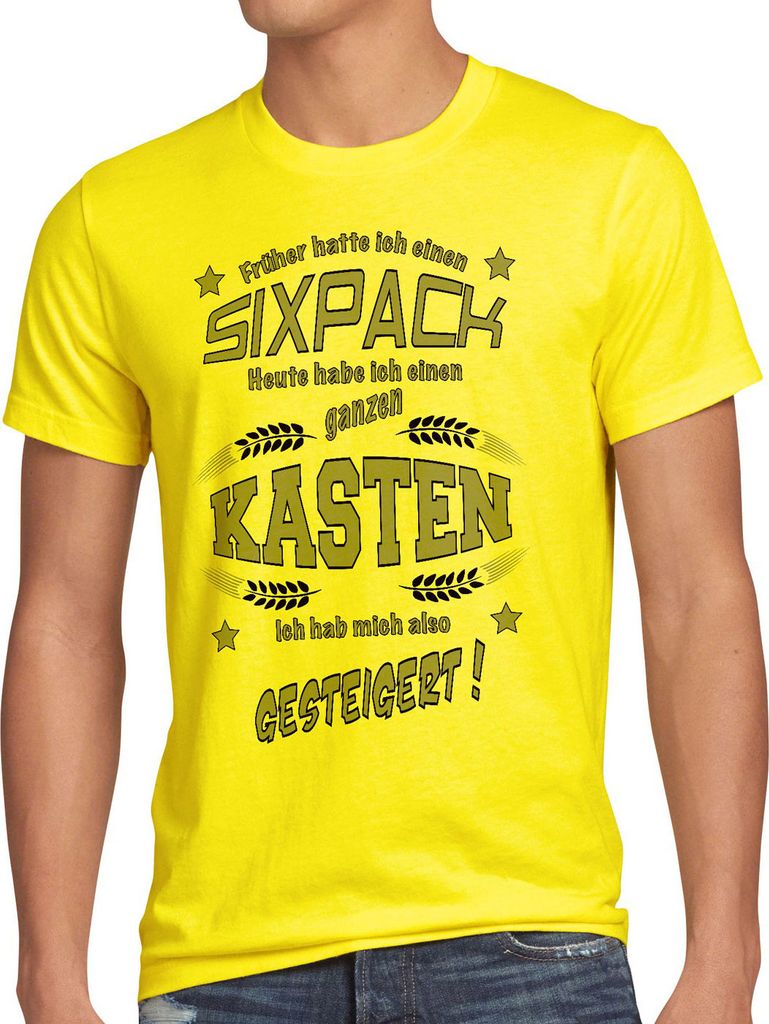 style3 Früher hatte ich einen Sixpack heute einen ganzen Kasten gesteigert Herren T-Shirt Biershirt Fun Funshirt Spruch