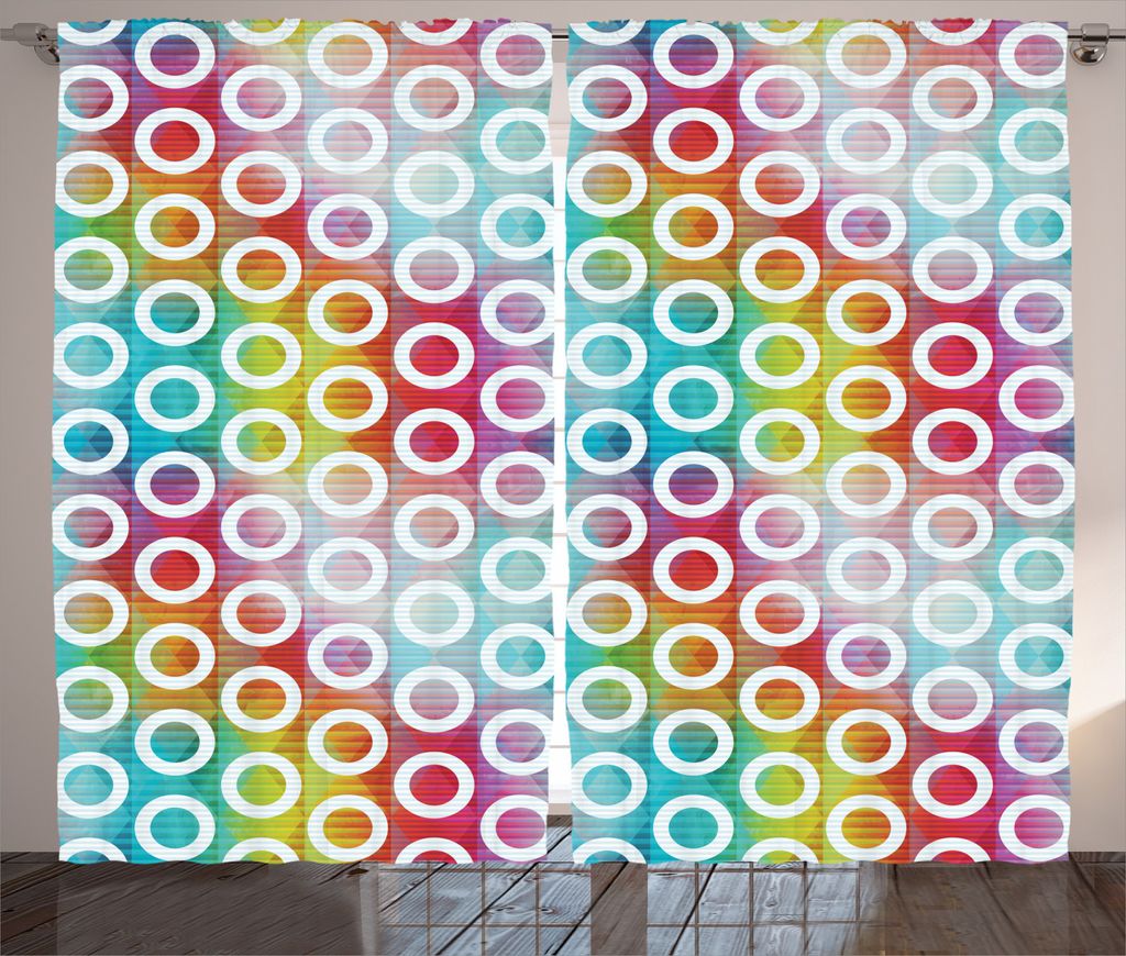 ABAKUHAUS Digital Rustikaler Gardine, Bunte Streifen, Schlafzimmer Kräuselband Vorhang mit Schlaufen und Haken, 280 x 245 cm, Mehrfarbig
