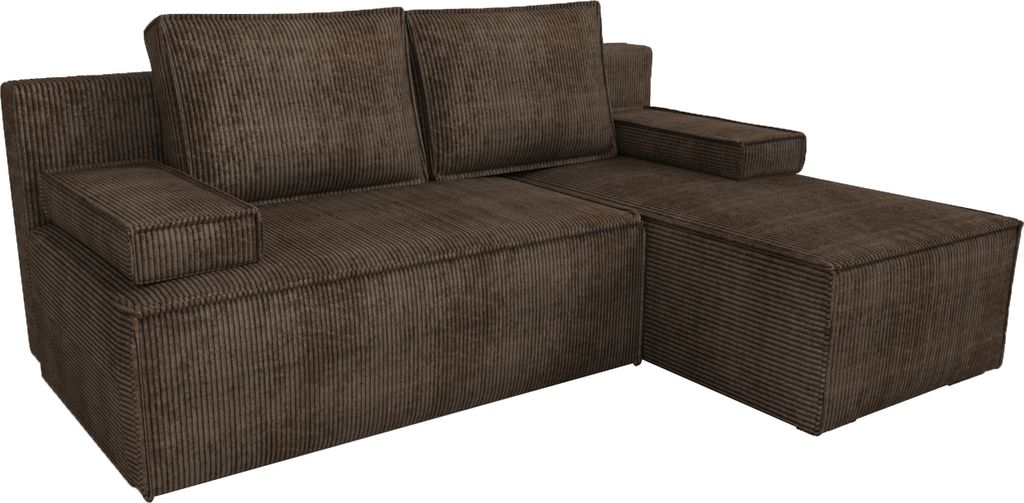 BroMARKT Ecksofa mit Schlaffunktion Caspar Braun Cord Rechts
