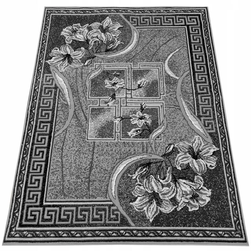 Tapis de décoration 200x300 cm LUKEN idéal pour salon moderne gris noir