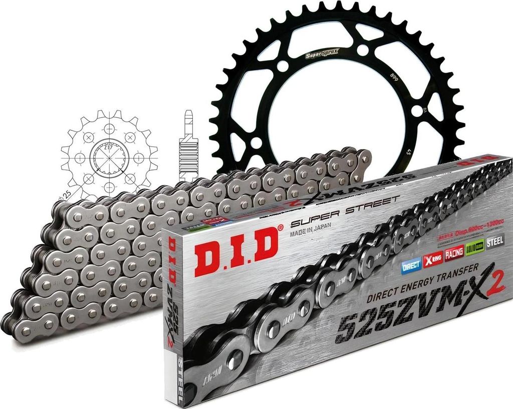 Kit Stahl passend für KTM Superenduro 950 R 06-10 16-45-118 DID525ZVM-X2 Niet