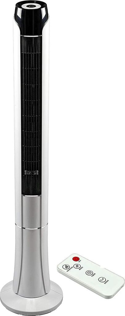 JUNG TVE24 Turmventilator 120cm – Leise, Energiesparend (A+), 45W, mit Fernbedienung & LED-Display, 75° Oszillation, Kindersicher – Raumkühler