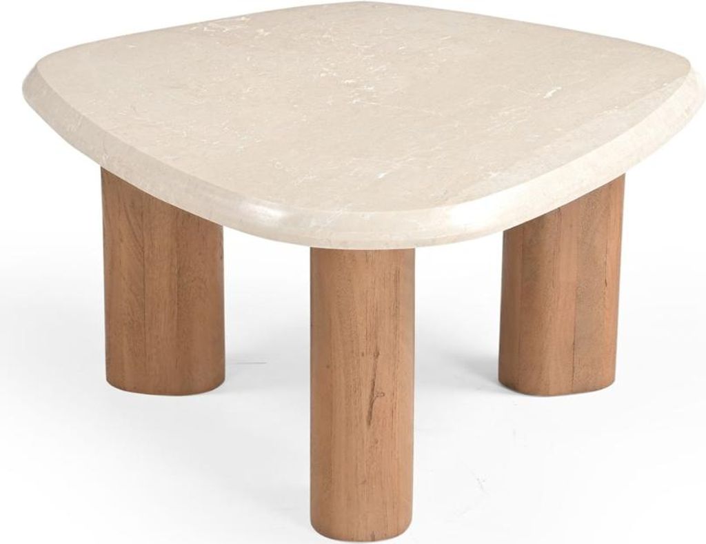 Couchtisch Nuvé Mangoholz Natur / Botticino Marmor, Masse:84 cm X 75 cm