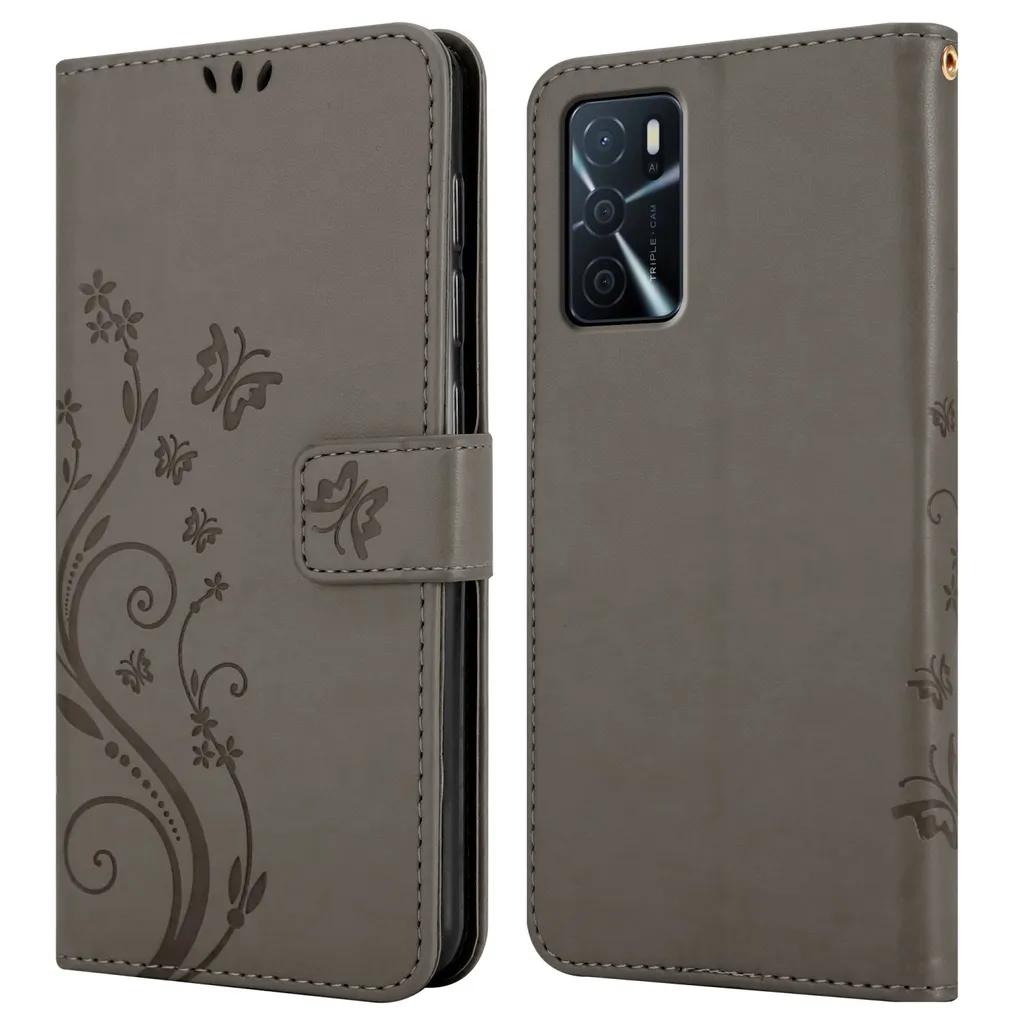 Custodia Oppo A54s / A16s Cadorabo Grigio Fiori | Accessorio Fashion - 8