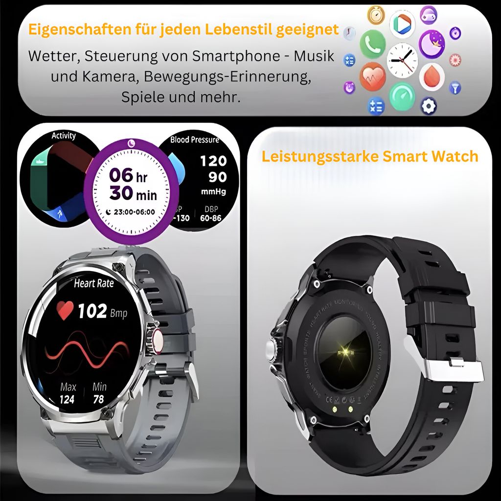 Smartwatch 2024 Herren Bluetooth IP68 HD Bildschirm 1,85 Produktbild 2