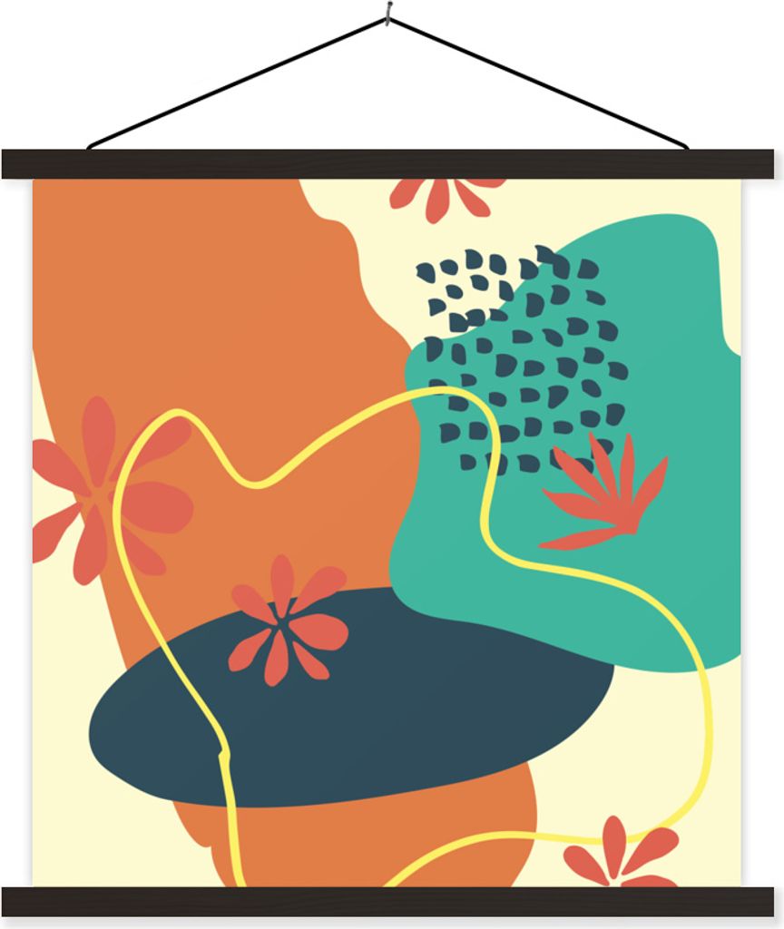 MuchoWow Textilposter Sommer - Formen - Pastell 90x90 cm mit schwarzem Rahmen - Magnetisches