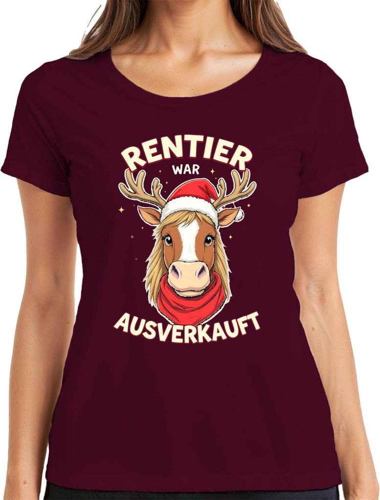 Rentier war t Weihnachten lustig Geschenk Vintage Style Damen T-Shirt, Burgundy, L