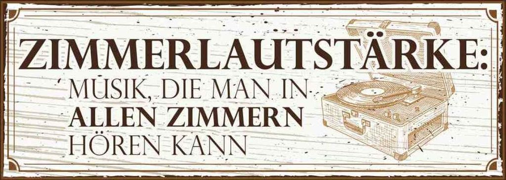 vianmo Holzschild 10x27 cm Zimmerlautstärke: Musik, die man in Spruch Zitat