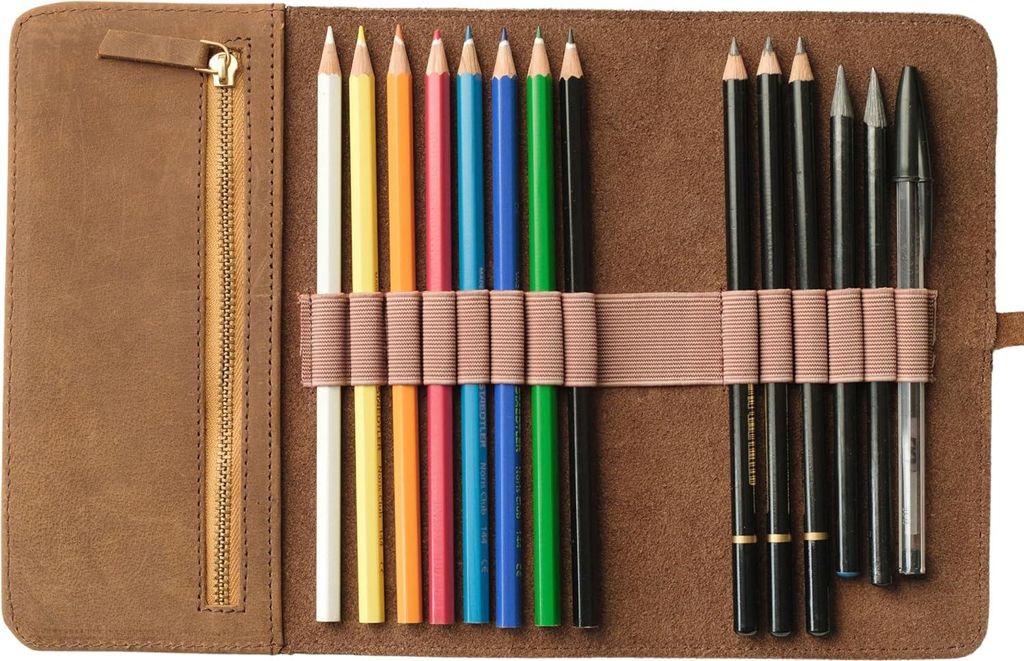 Große Stiftetasche von Skaard - ideal für Stifte und Pinsel - echtes Büffelleder - braun