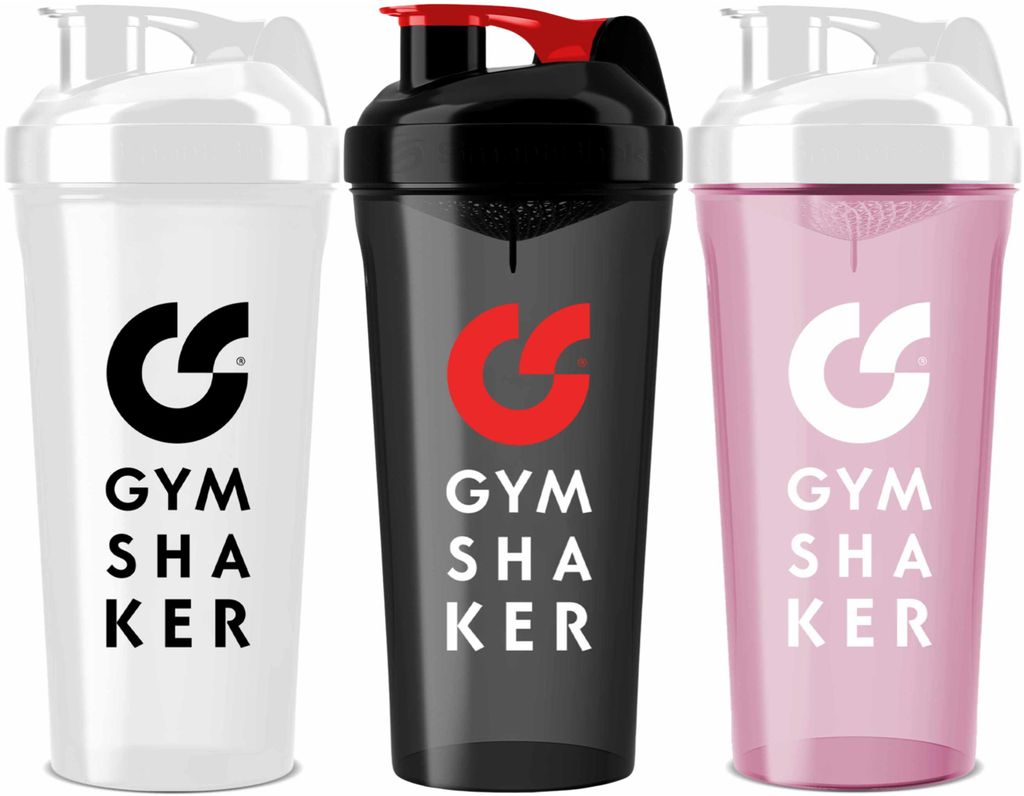 GYMSHAKER 3er Pack Protein Shaker - cremige Shakes, auslaufsicher, Spülmaschinengeeignet - Eiweiß Shaker Proteinshake - Schwarz, Weiß, Rosa