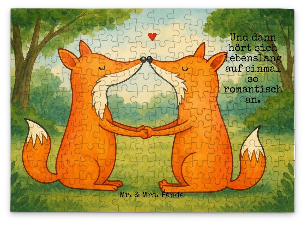 Mr. & Mrs. Panda Puzzle Füchse Liebe Design 192 Teile - Weiß - Geschenk, Geduldspiel, Freundin, Partner, Fuchs, 2000, Puzzlespiel, 500, 1500, Fox