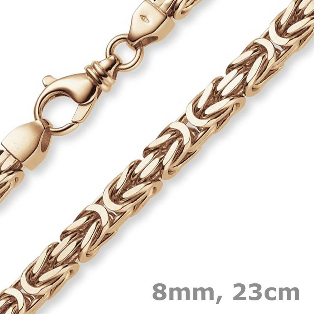 8mm Armband Armkette Königskette aus 585 Gold Rotgold massiv 23cm Herren