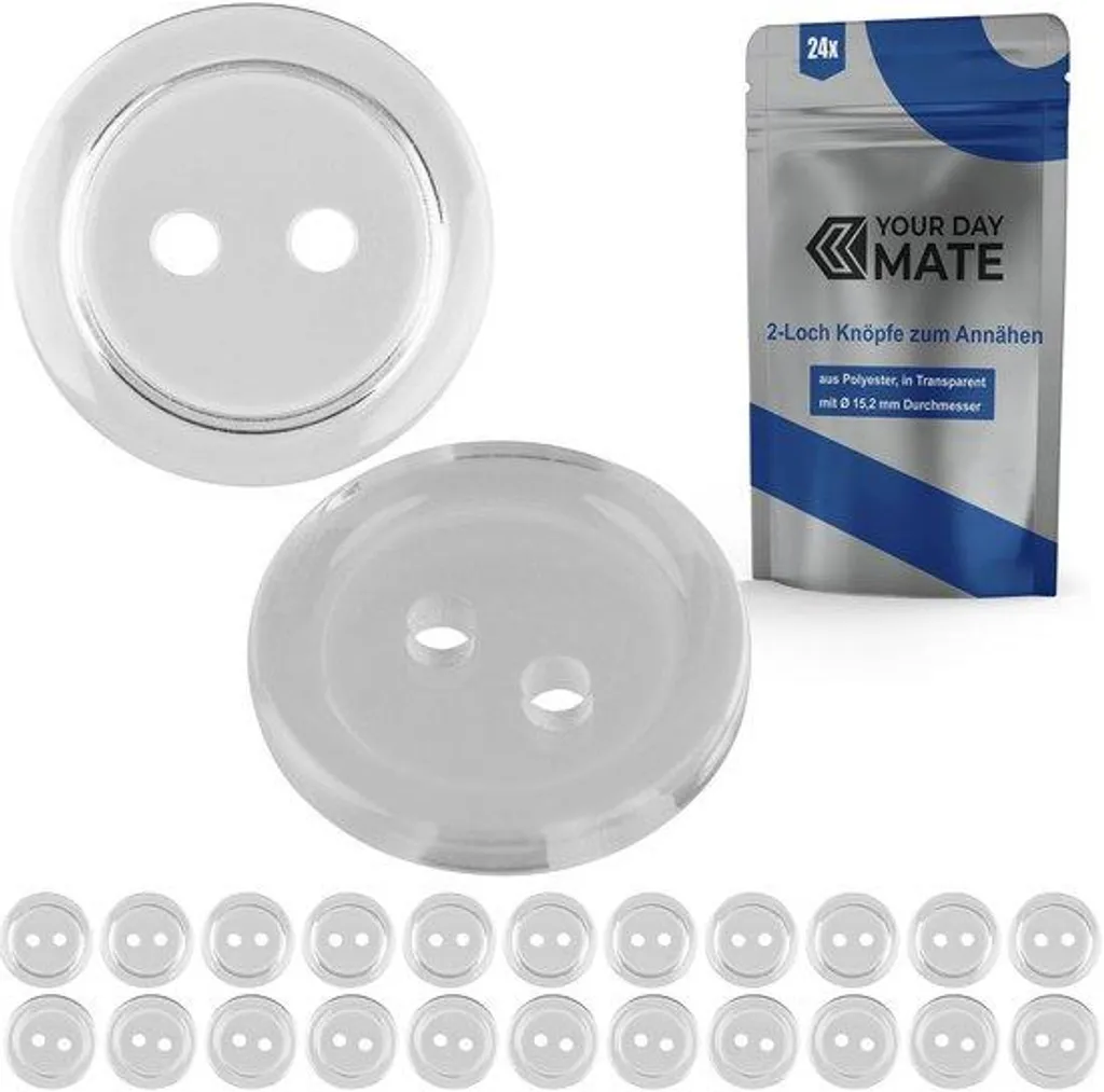 Boutons transparents pour réparer chemises et vestes, lot de 24 de 15mm