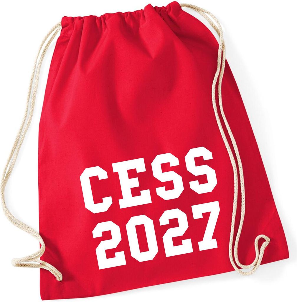 Huuraa Turnbeutel CESS 2027 Abschluss Belgien (frz.) 12 Liter Classic Red Baumwolle Rucksack Geschenkidee