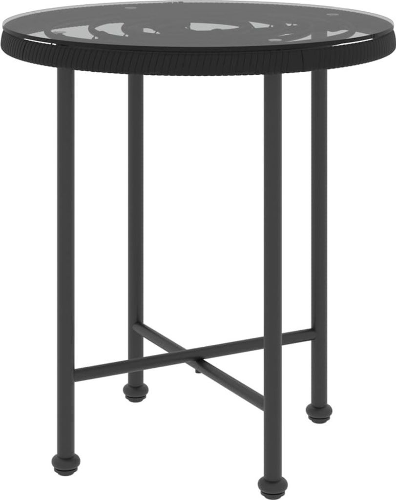 Esstisch Schwarz Ø50 cm Hartglas und Stahl