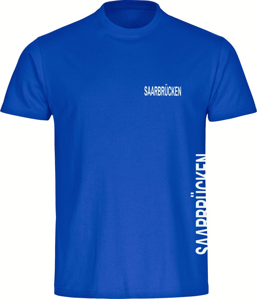 multifanshop Herren T-Shirt - Saarbrücken - Brust & Seite, blau, Größe 4XL