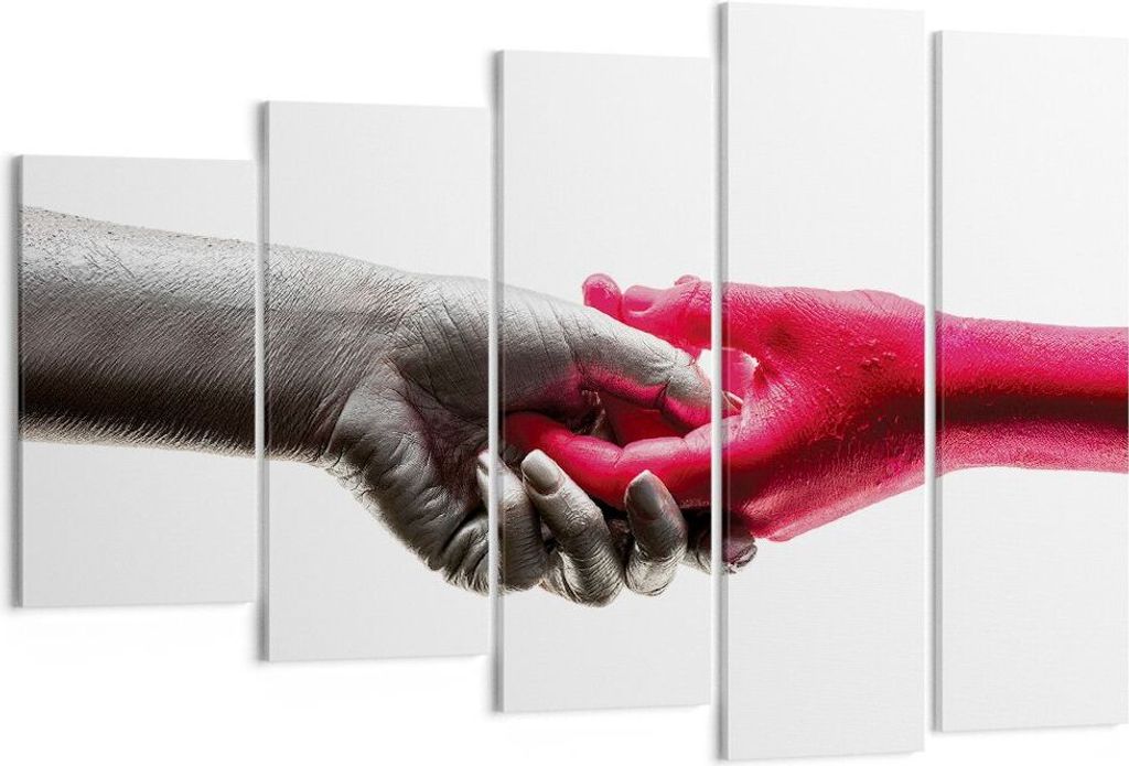 Bild auf Leinwand - Leinwandbild - 5 Teile - Hilfe Hände Symbol - 150x100cm - Wand Bild - Wanddeko - Wandbilder - Leinwanddruck - Bilder - Wanddek...