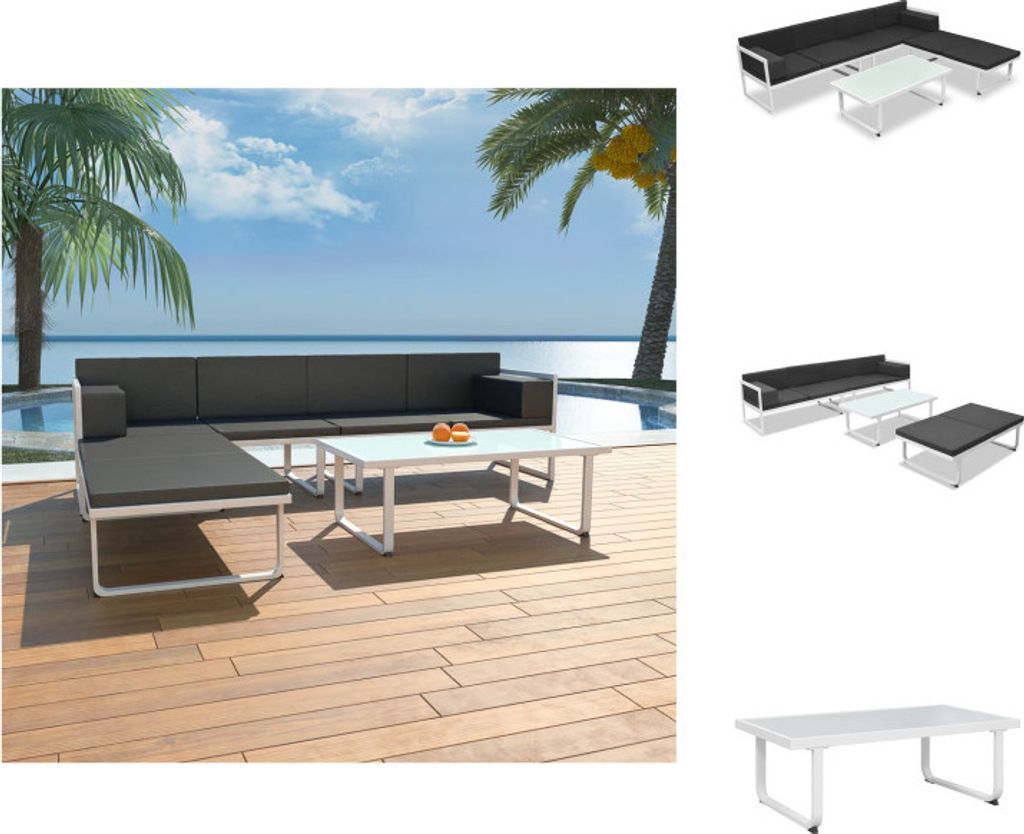 vidaXL 4-tlg. Garten-Lounge-Set mit Auflagen Aluminium Schwarz - Gartenmöbel-Sets
