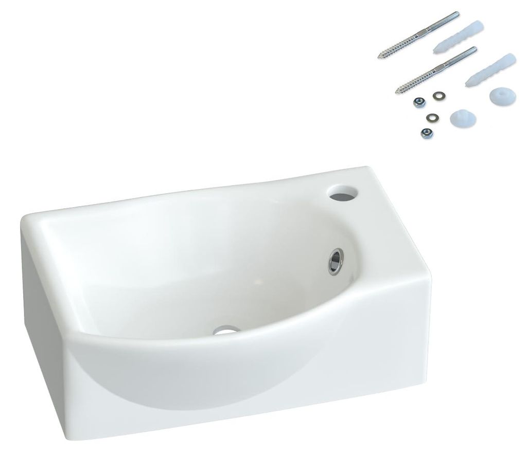 Waschbecken Wandmontage weiß eckig-oval 40,5x28x12 cm Produktbild 