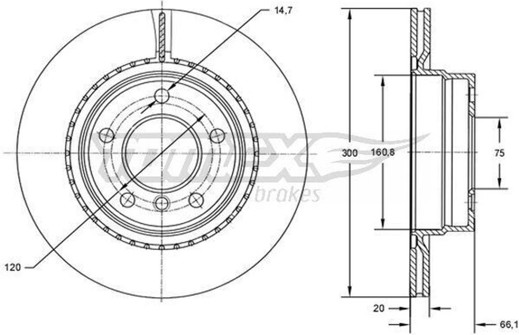2x TOMEX brakes Bremsscheibe TX 72-72 hinten für BMW 3 Produktbild 