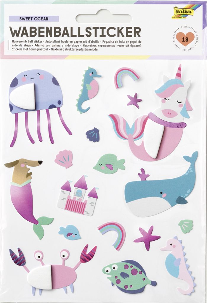 folia Wabenball-Sticker SWEET OCEAN 1 Stickerbogen 140 x 165 mm