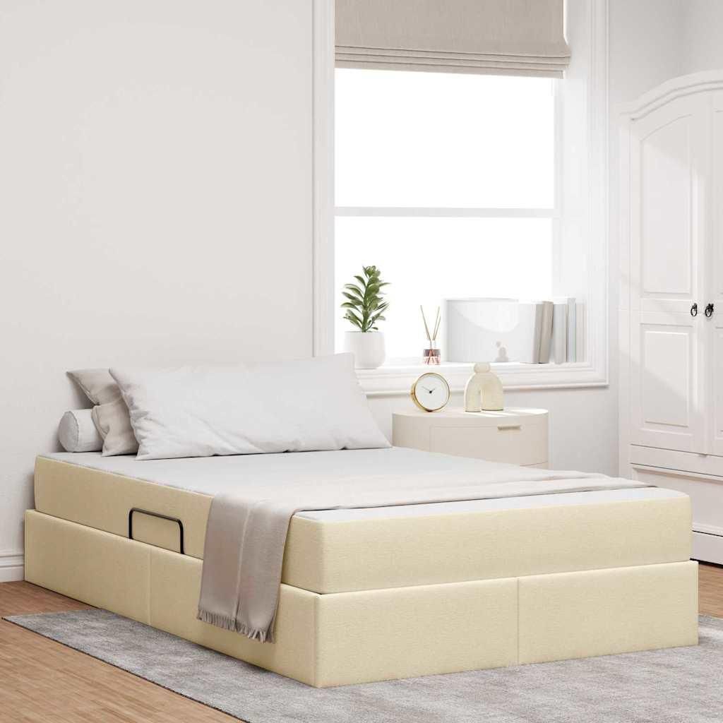 Design Jugendbett,Einzelbett - CLORIS - Bettrahmen/ Aufbewahrungsbett mit Matratze Creme 120x200cm Polyester - Klassische Betten 2025Neu 7519279