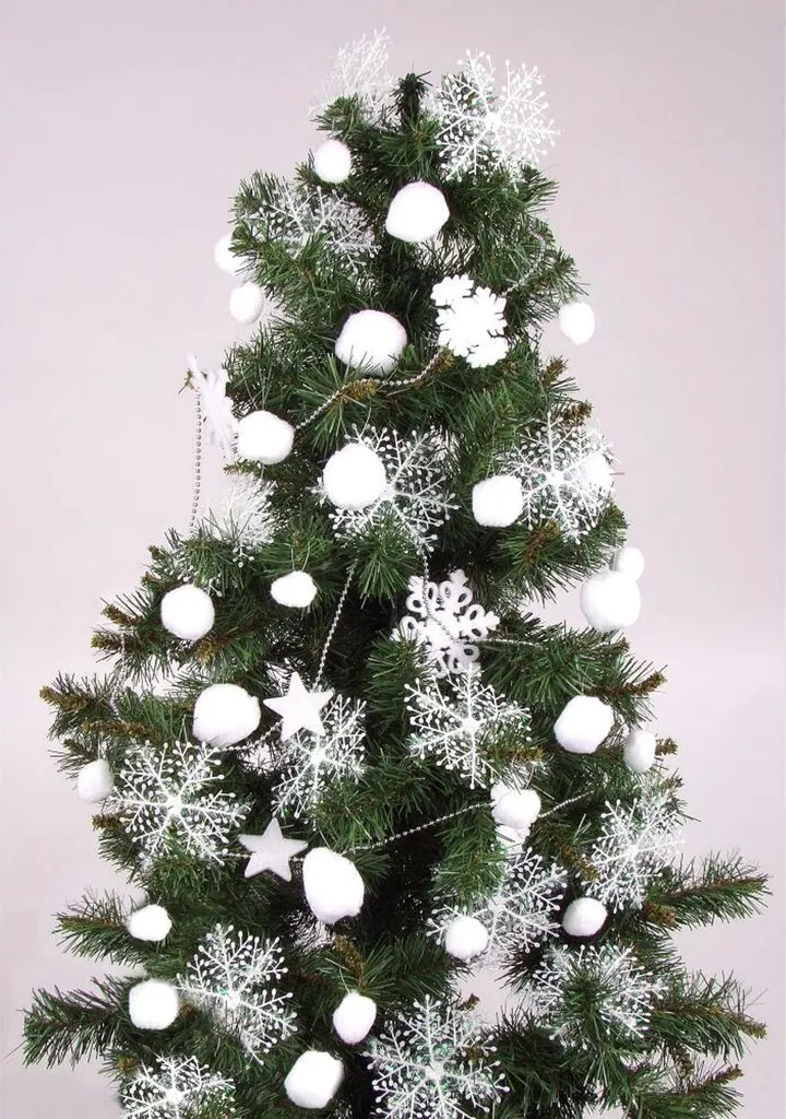 12 Boules de Neige Pendentifs pour Décoration Sapin de Noël Blanche