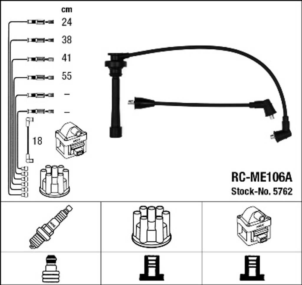 NGK 5762 Zündkabelsatz Zündleitungssatz für MITSUBISHI L 200 (K7T, K6T) L 400 Bus (PDW, PCW, PAV, PBV, PAW) L 200 (K3T, K2T, K1T, K0T) L 400 Kasten