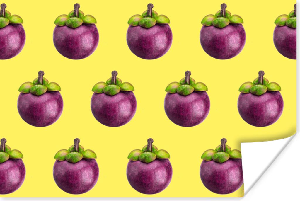 MuchoWow Poster Obst - Lila - Muster 60x40 cm - Schlafzimmerdekoration
