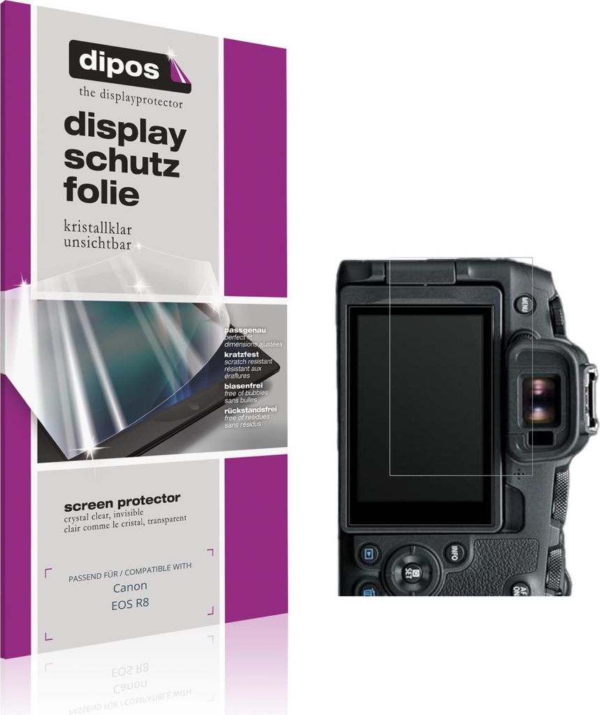 4x Schutzfolie für Canon EOS R8 klar Displayschutzfolie Folie Display Schutz dipos
