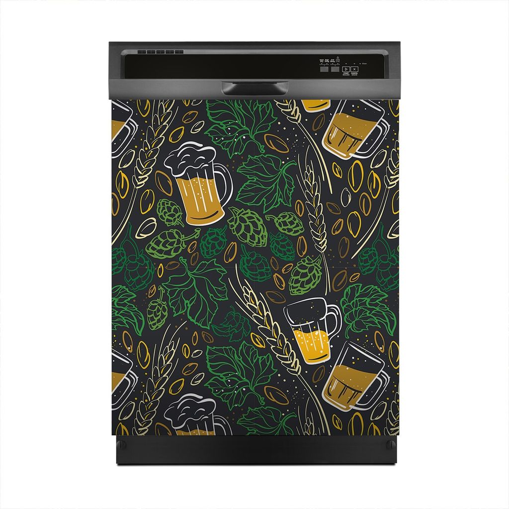 Magnete Dekorative 60x70 cm Küche Magnetmatte Spülmaschine - Bier Hopfen Becher