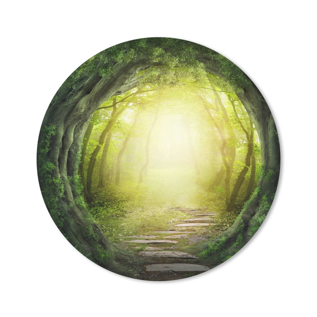 MuchoWow Mauspad Mousepad Bäume - Wald - Moos 30x30 cm - Mousepads - Maus Mat - Pad - Mausunterlage - Tischunterlage - Schreibtischmatten