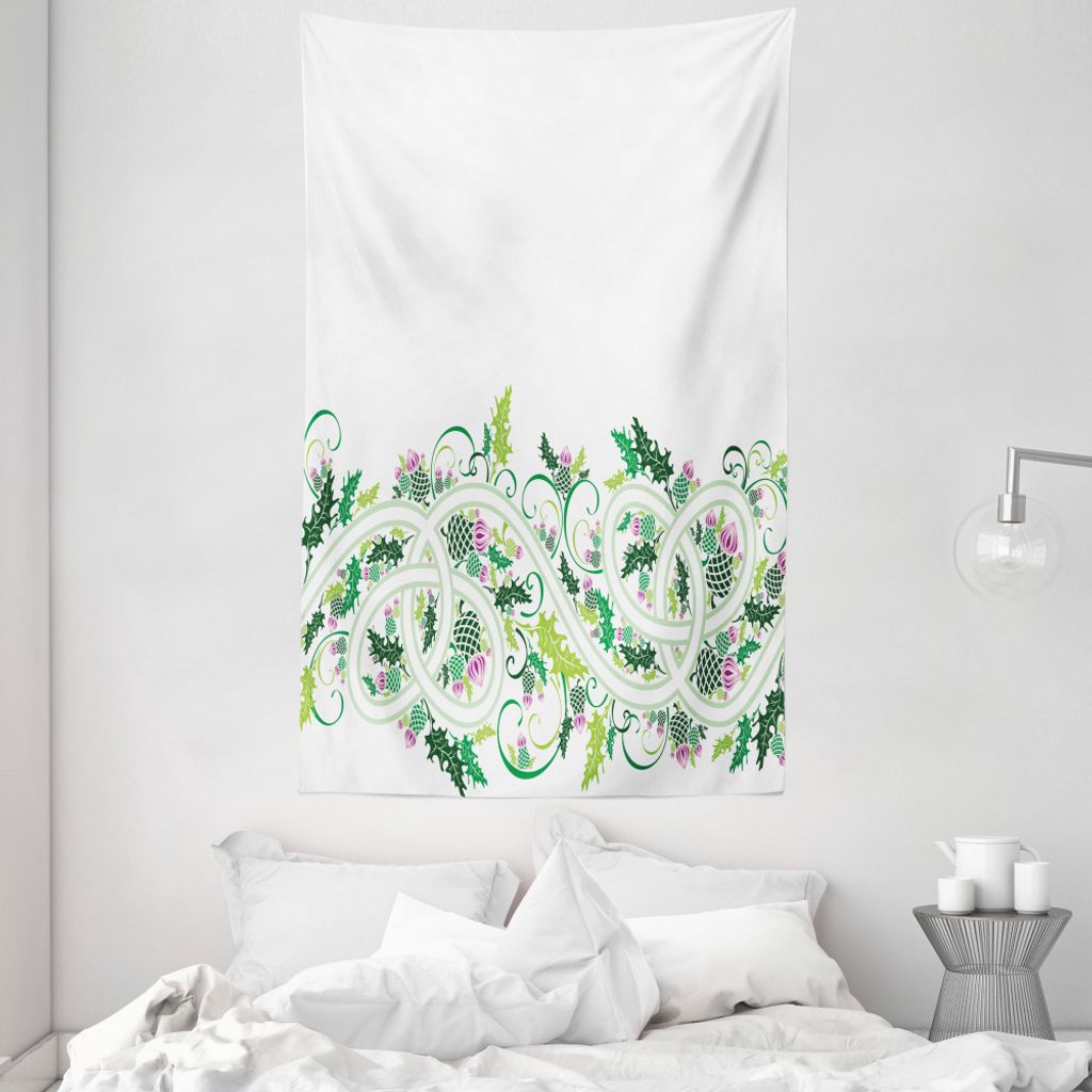 ABAKUHAUS Distel Wandteppich und Tagesdecke, Border-Art Ornament aus Weiches Mikrofaser Stoff Waschbar ohne Verblassen Digitaldruck, 140 x 230 cm, ...