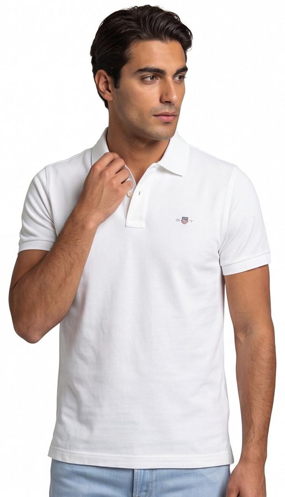 Gant Polo normale Passform weiß einfarbig Produktbild 