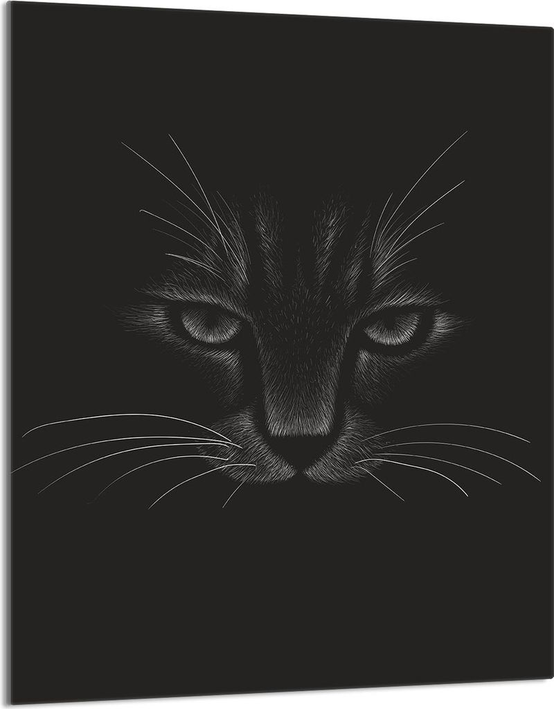 Herdabdeckplatte 40x52 Glaskeramikkochfeld Abdeckung Spritzschutz Glasplatte Deko Schneidebrett, Katze Schwarz