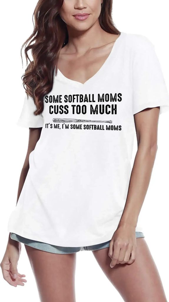 Damen Grafik T-Shirt V-Ausschnitt Einige Softball-Mütter Mom's – Some Softball Moms Mom's – Öko-Verantwortlich Vintage Jahrgang Kurzarm Lusti...