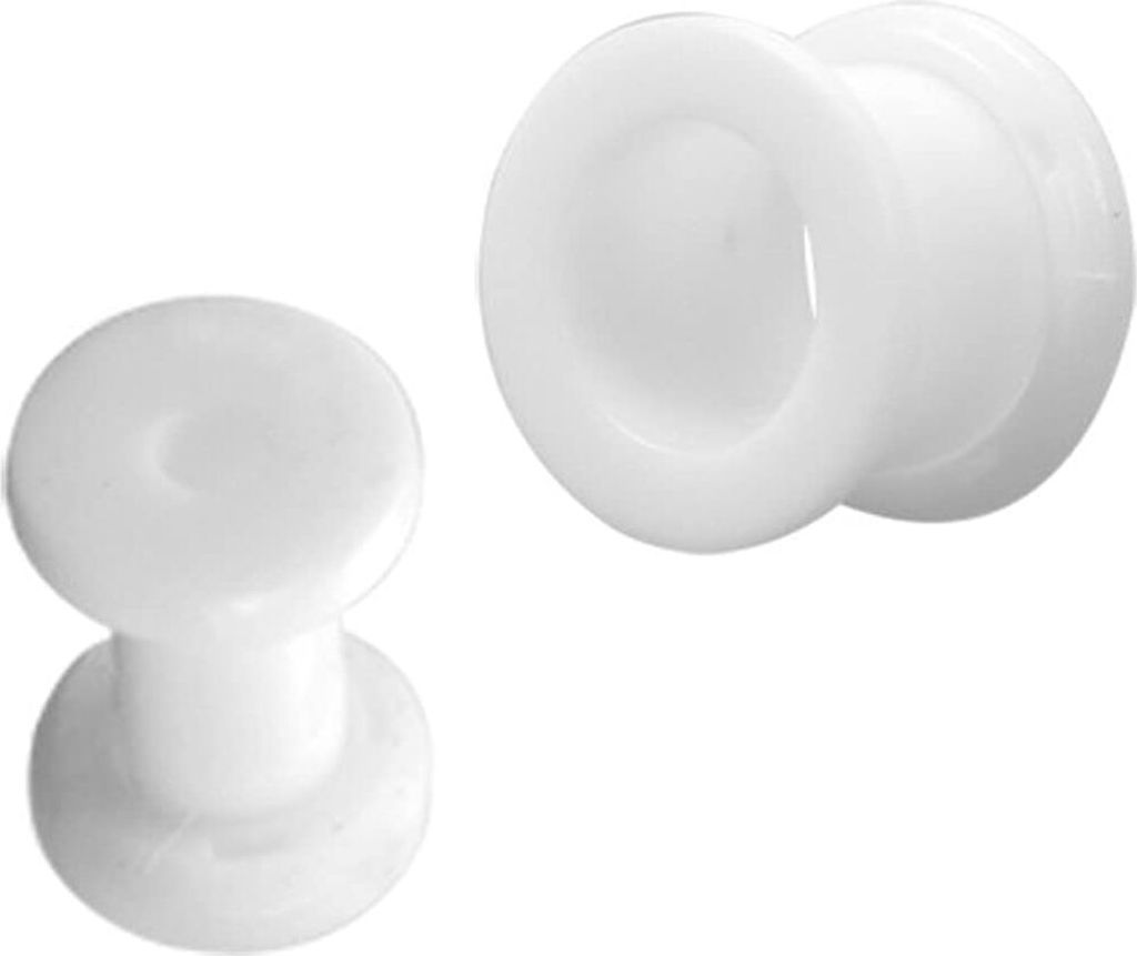 Ohr Flesh Tunnel Piercing Acryl Screw on Weiss 18mm