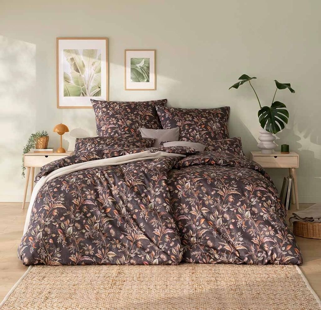 Estella Mako-Satin Bettwäsche Jolanda braun (3teilig) 135x200 cm