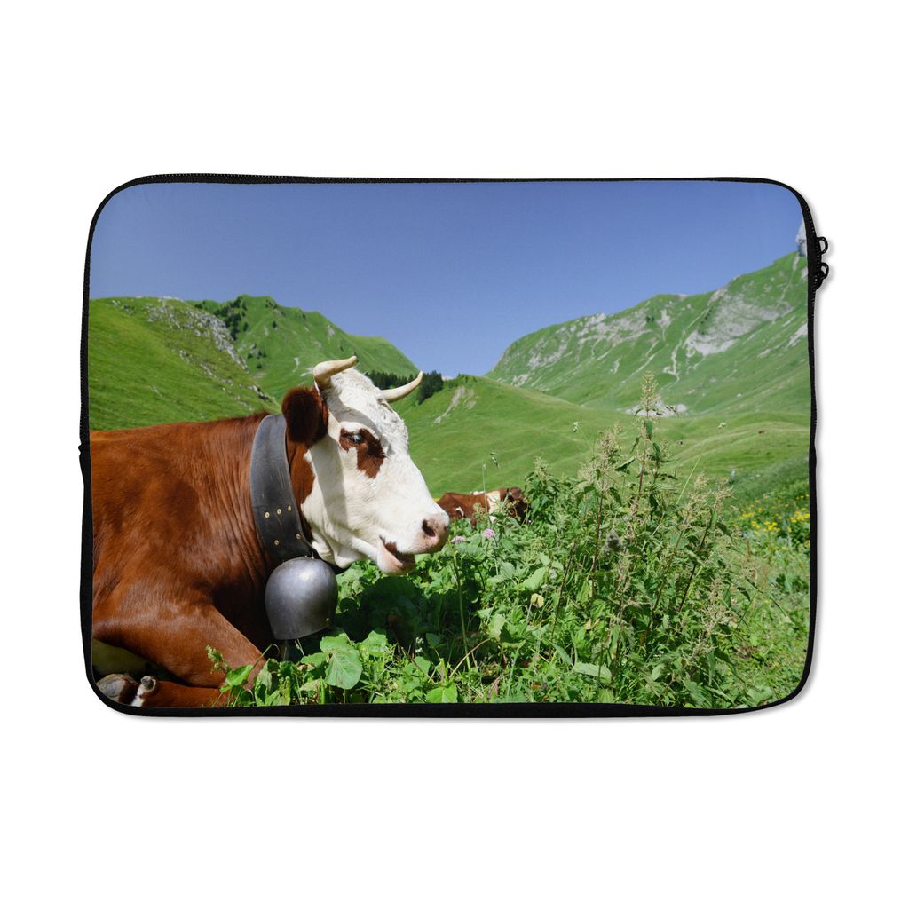 MuchoWow Laptop Hülle 14 ZollKuh - Pflanzen - Berg Laptoptasche - Laptoptasche - Stoßsicher - Schutzhaube