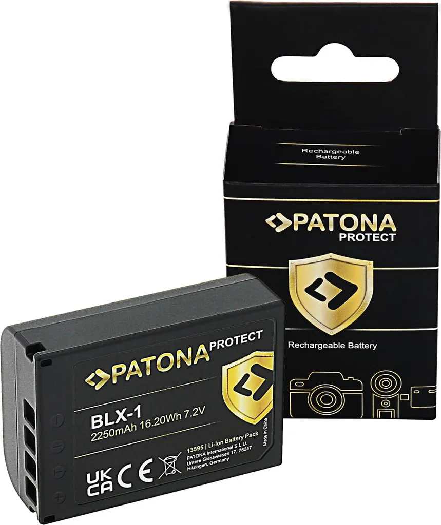 Batterie BLX-1 Olympus PATONA PROTECT 2250mAh sécurité renforcée