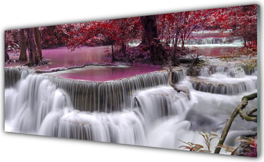Acrylglasbilder 125x50 Wandbild Druck Watterfall Baum Natur