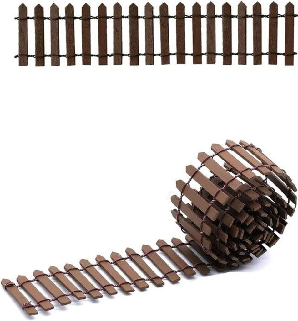 Mini-clôture en bois flexible pour décoration | Set de 2 de 5x90 cm