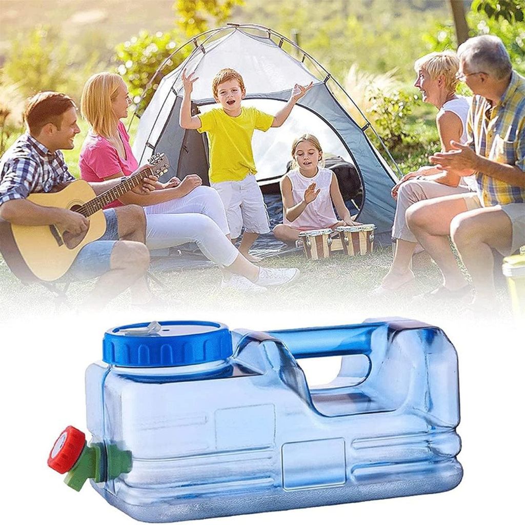 Wasserkanister 5.5l mit Hahn, Camping Wasserkanister, Wasserbehälter mit Hahn, Tragbarer Trinkwasserkanister, Wassertank Camping mit Griffen