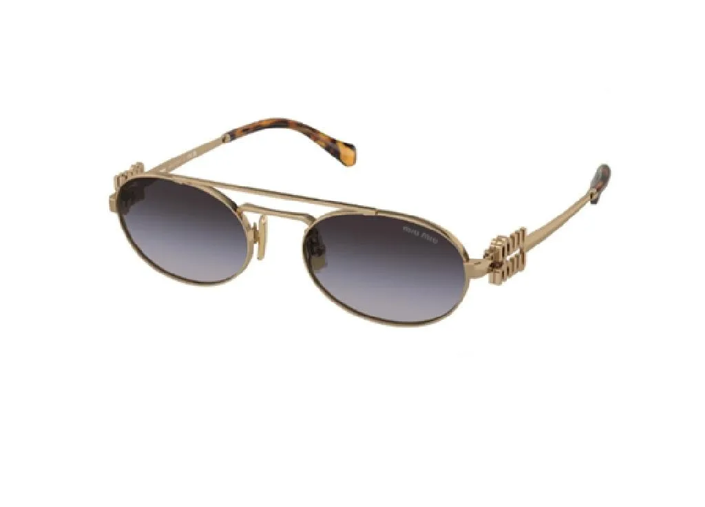 Lunettes de soleil de luxe pour femme Miu Miu dorées et verres gris