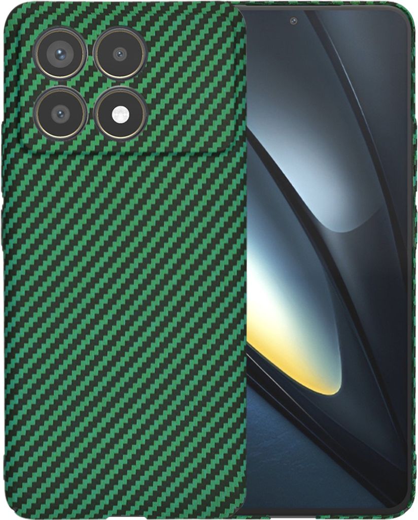Techsuit Carbonite FiberShell Back Cover Hülle für Xiaomi Poco F6 Pro - Grün
