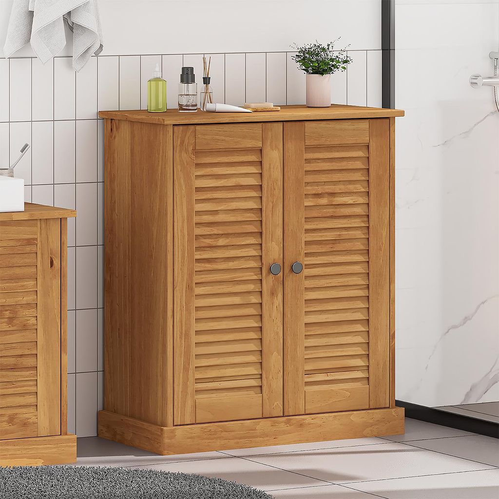 Badezimmer Schrank Honigbraun 68 x 34 x 80 cm Massivholz Kiefer, Design Möbel Badezimmerschränke Neu