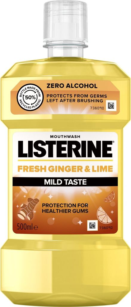 Listerine Fresh Ginger Lime Mild Taste Mouthwash 500ml