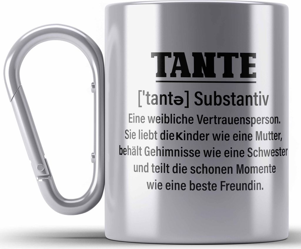 Trendation - Beste Tante Definition Geschenk Lustig Geschenkidee Geburtstag Weihnachten (Silber)