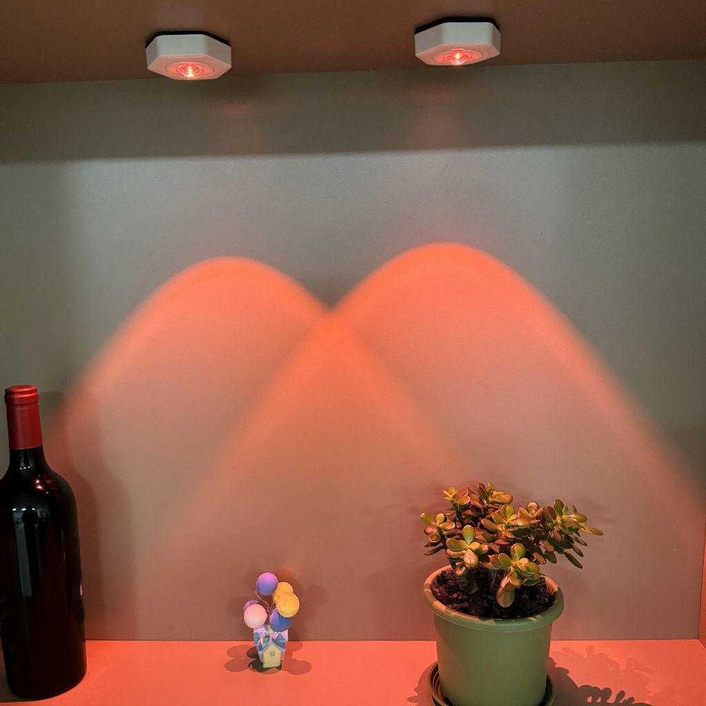 2er Set LED Spot Nachtlicht Dimmbar Batteriebetrieben Unterbauleuchte Schrankbeleuchtung, Rot